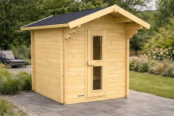 Venkovní sauna Tundra Log 1 Samostatná venkovní finská sauna se sedlovou střechou Tundra Log 1