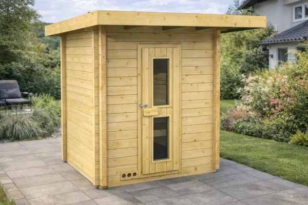 Venkovní sauna Tundra Log 2 Samostatná venkovní finská sauna s pultovou střechou Tundra Log 2